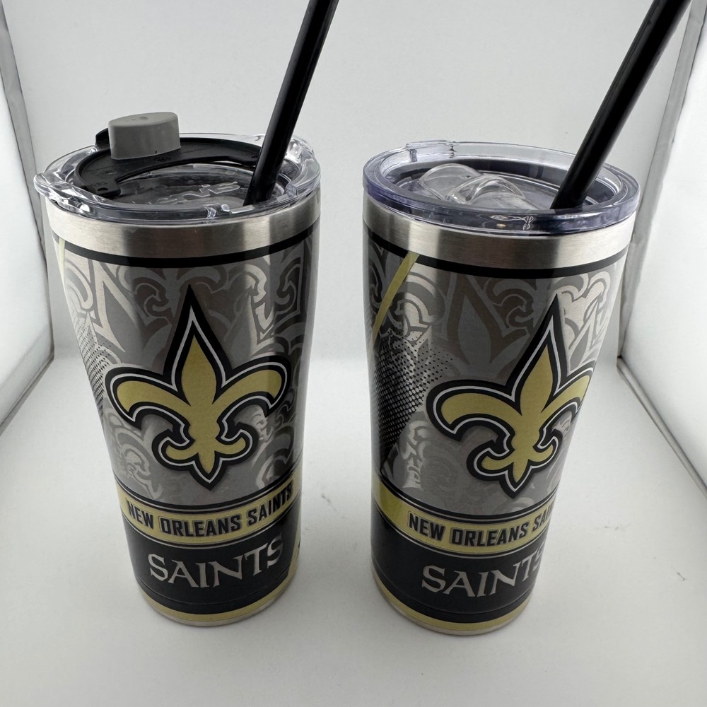 2 Pack Tervis Tumbler New Orleans Saints 20oz Black Gold NFL Stainless Steel Set